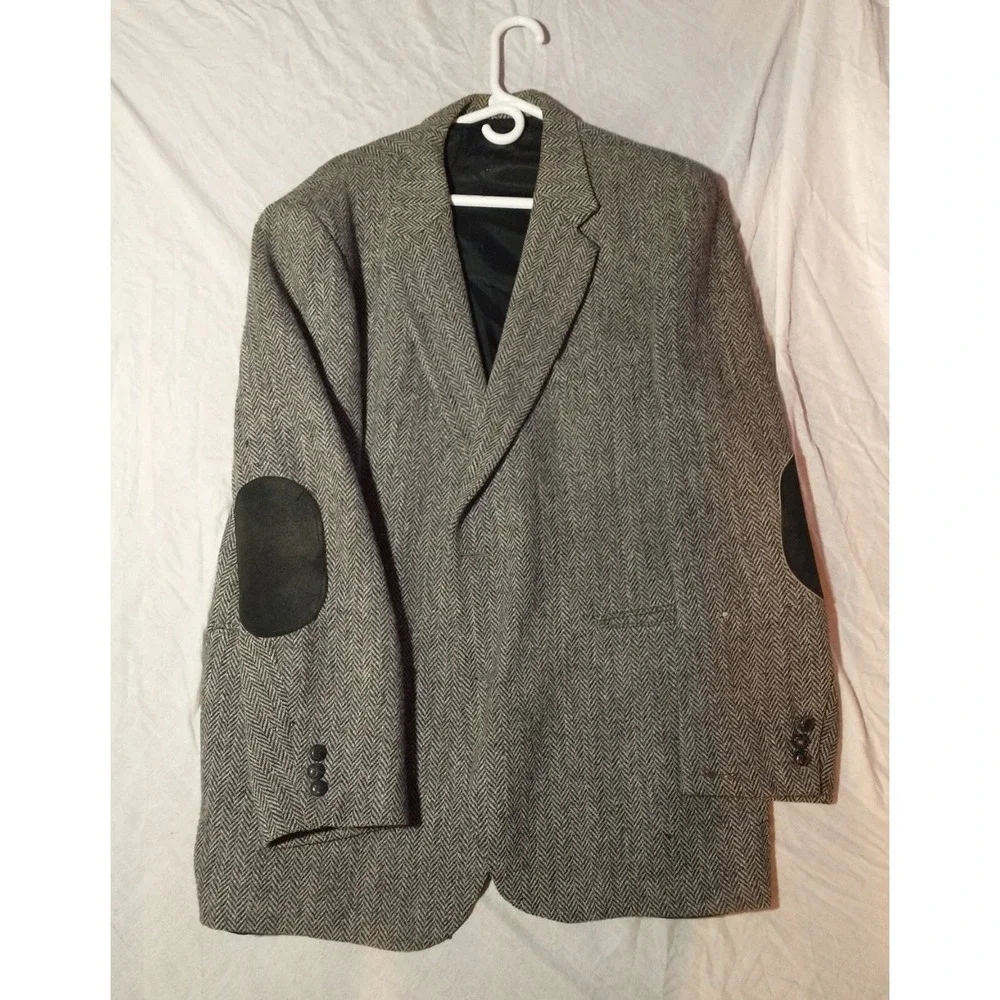HARRIS TWEED Size 44 VTG Handwoven 100% Pure Scottish Wool Blazer Jacket DAMAGED